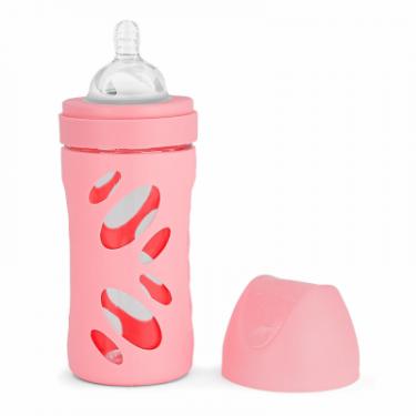 Бутылочка для кормления Twistshake Pastel Pink 260 мл, скляна антикол. із силіконовою Фото