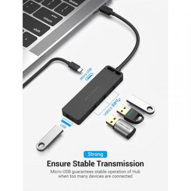Концентратор Vention USB 3.1 Type-C to 4xUSB 3.0 active black Фото 4