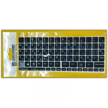 Наклейка на клавиатуру BestKey непрозора чорна, 76, синій Фото