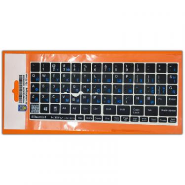 Наклейка на клавиатуру BestKey непрозора чорна, 76, синій Фото 1
