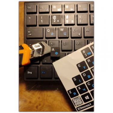 Наклейка на клавиатуру BestKey непрозора чорна, 76, синій Фото 2