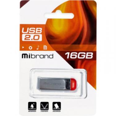 USB флеш накопитель Mibrand 16GB Falcon Silver-Red USB 2.0 Фото 1