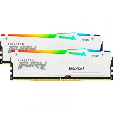 Модуль памяти для компьютера Kingston Fury (ex.HyperX) DDR5 64GB (2x32GB) 5600 MHz FURY Beast White RGB Фото 2