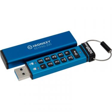 USB флеш накопитель Kingston 128GB IronKey Keypad 200 AES-256 Encrypted Blue US Фото