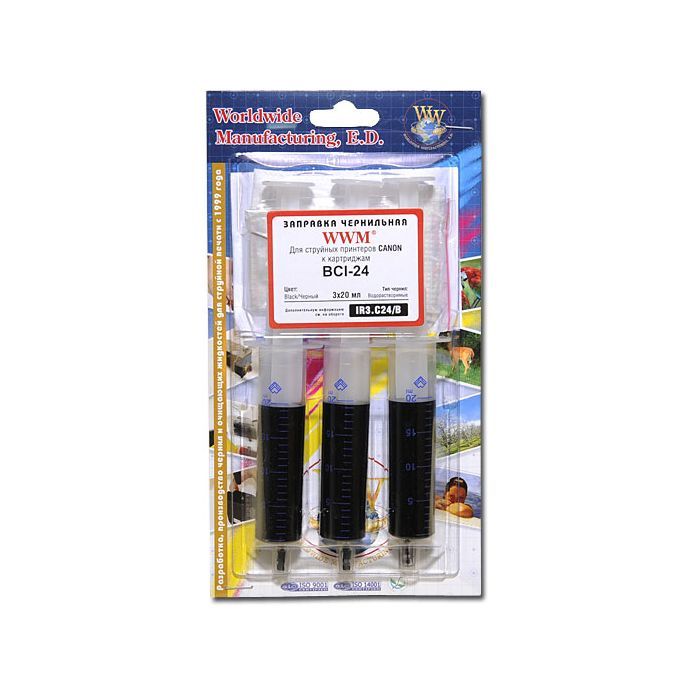 Заправочный набор WWM Canon BCI-24 (3x20мл) Black Фото
