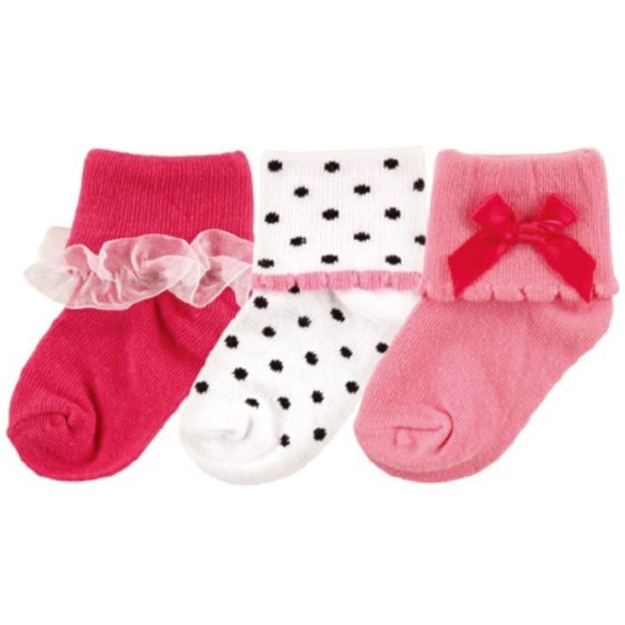 Носки детские Luvable Friends 3 пары для девочек, розовые Фото