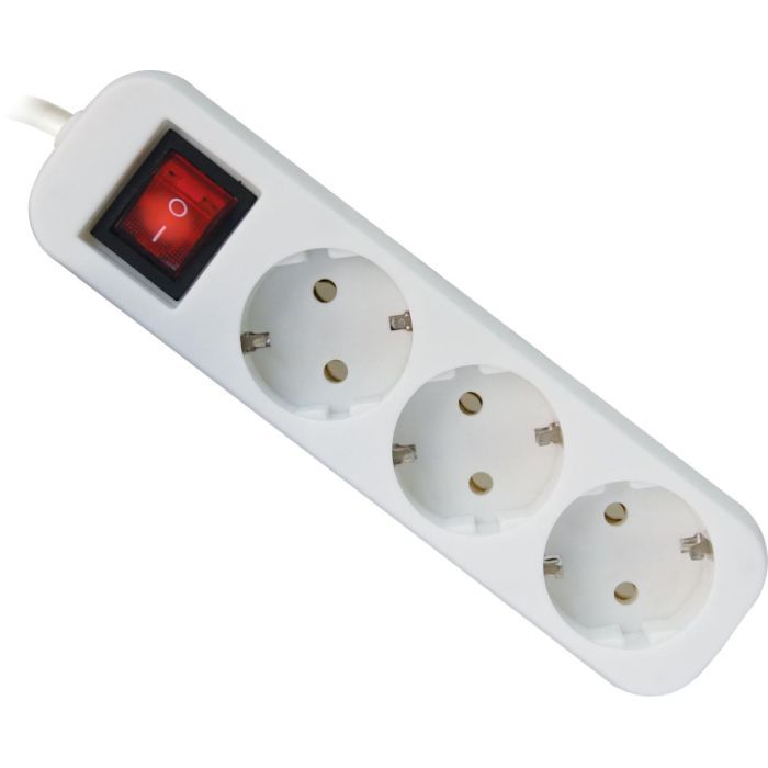 Сетевой удлинитель Defender S318 1.8 m 3 роз switch white Фото