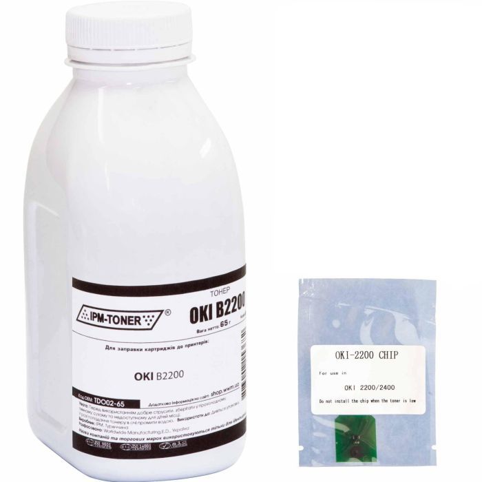 Тонер IPM OKI B2200/2400 Black, 65г, +chip Фото