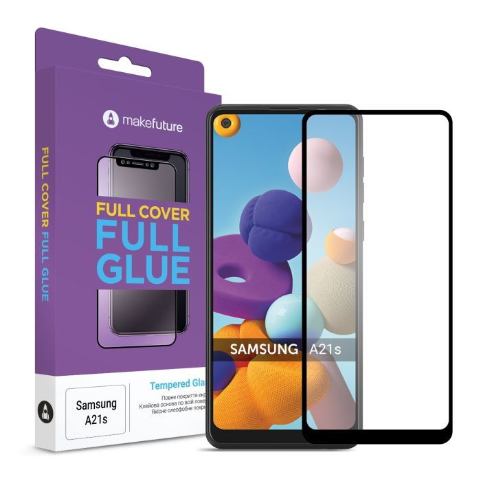Стекло защитное MakeFuture Samsung A21s Full Cover Full Glue Фото