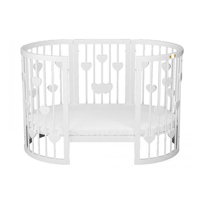 Кроватка Ingvart SMART BED ROUND с сердечками белый Фото 1