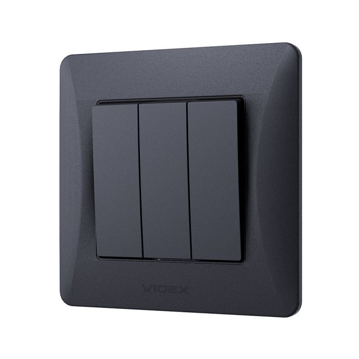 Выключатель Videx BINERA 3кл черный графит Фото