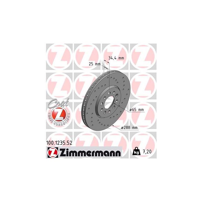 Тормозной диск ZIMMERMANN 100.1235.52 Фото