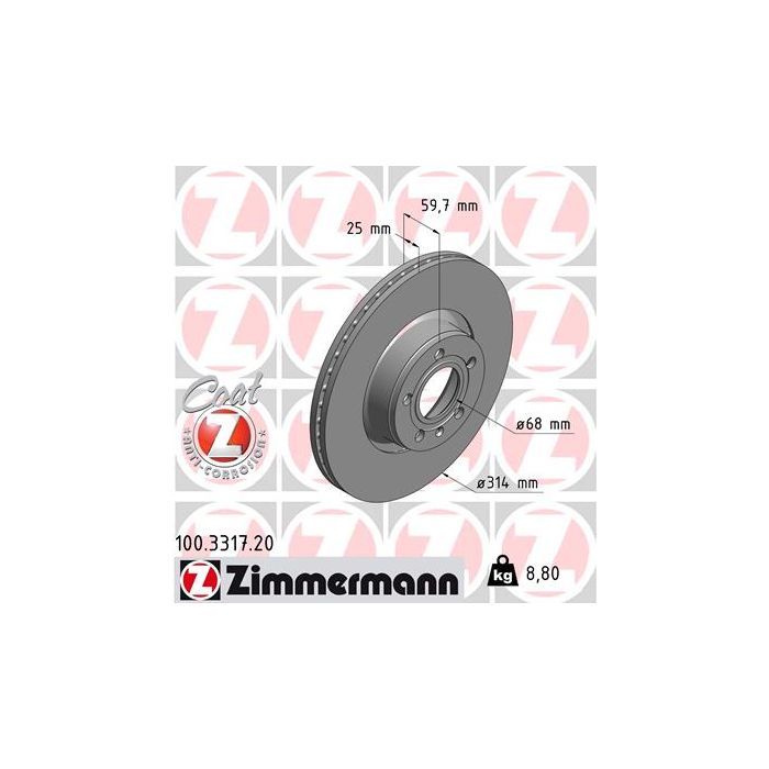 Тормозной диск ZIMMERMANN 100.3317.20 Фото