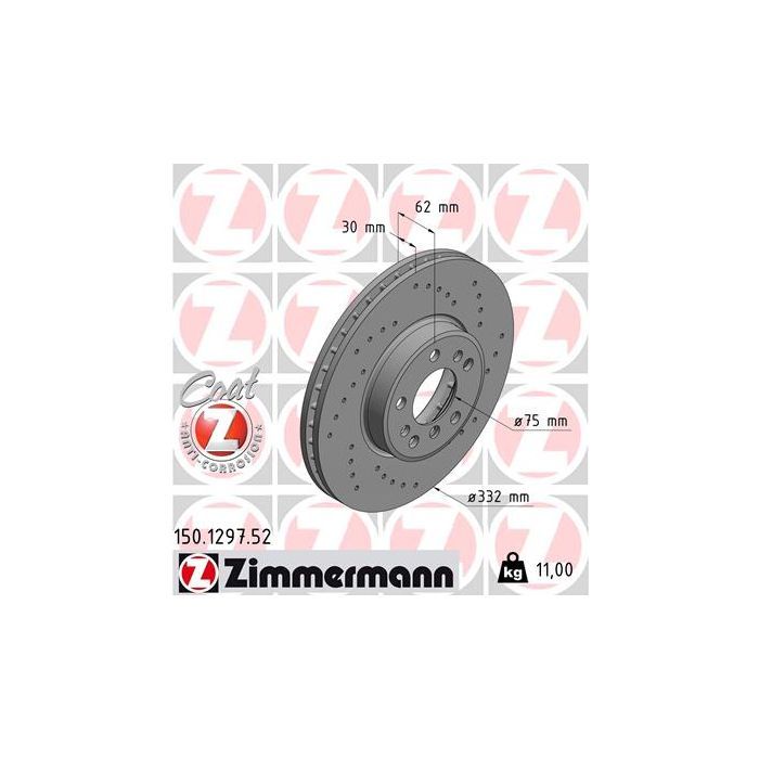 Тормозной диск ZIMMERMANN 150.1297.52 Фото