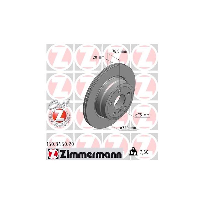 Тормозной диск ZIMMERMANN 150.3450.20 Фото
