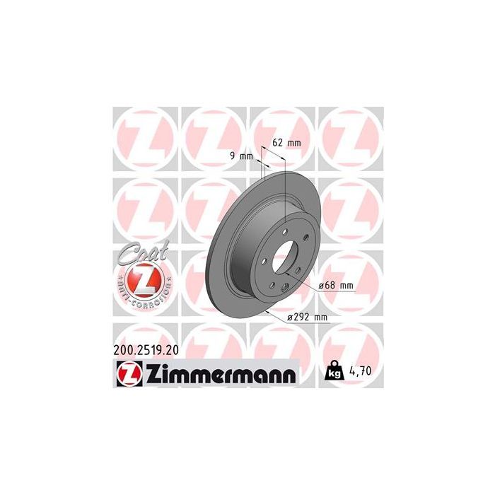 Тормозной диск ZIMMERMANN 200.2519.20 Фото