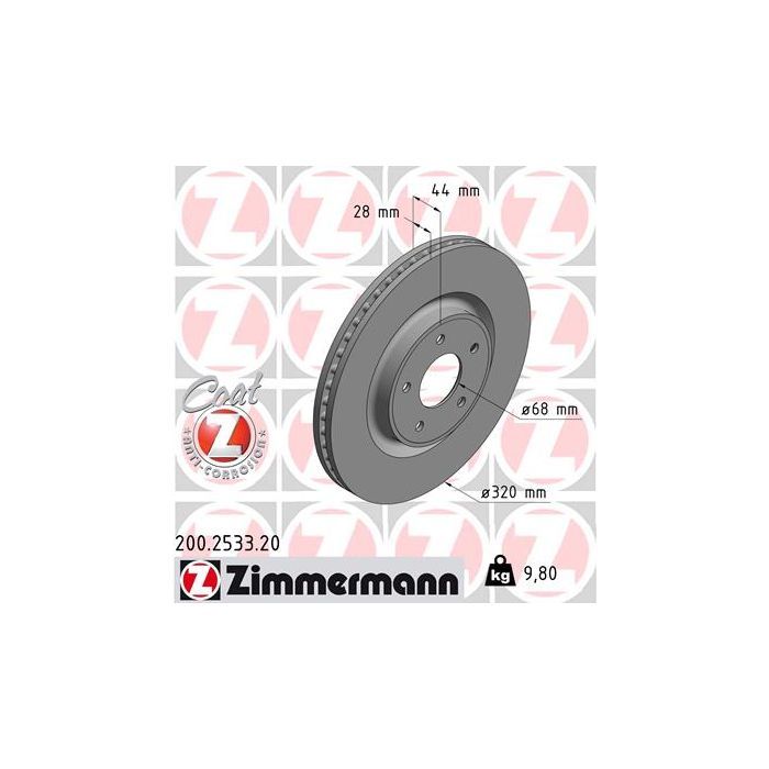 Тормозной диск ZIMMERMANN 200.2533.20 Фото