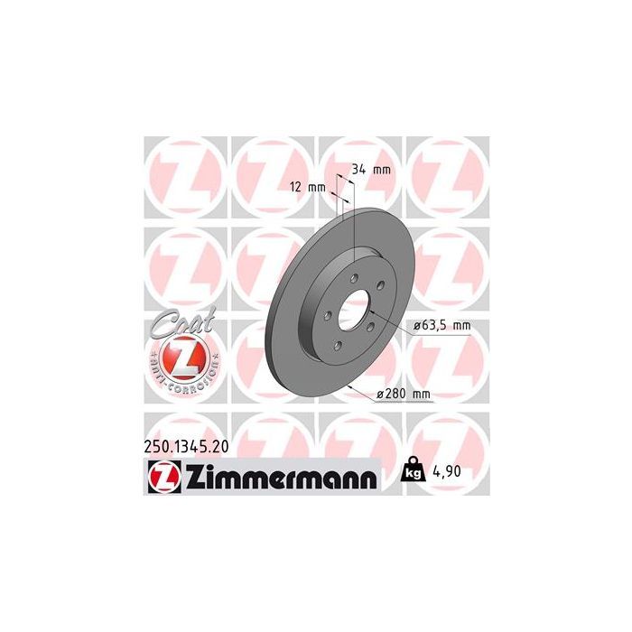 Тормозной диск ZIMMERMANN 250.1345.20 Фото