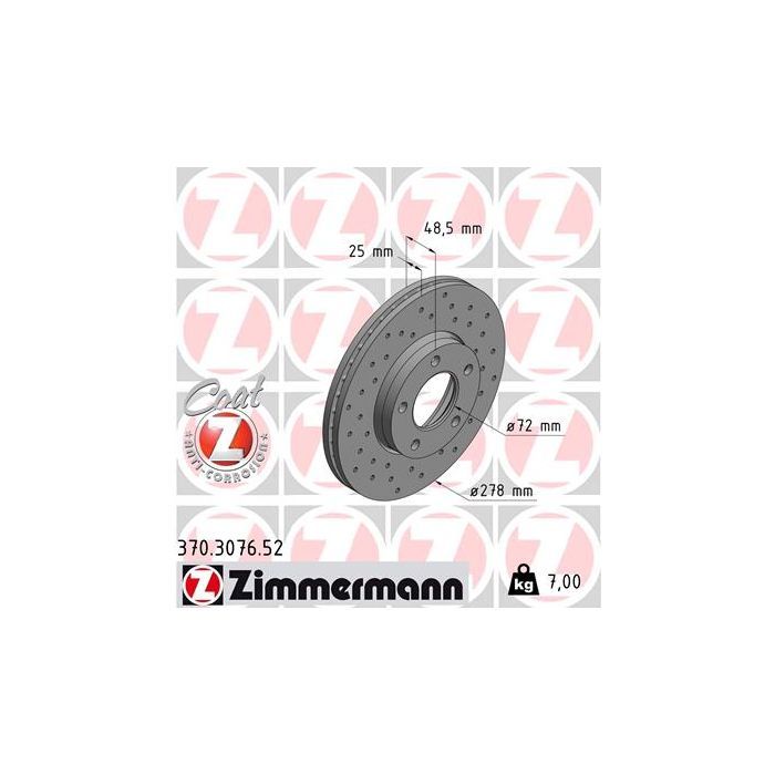 Тормозной диск ZIMMERMANN 370.3076.52 Фото