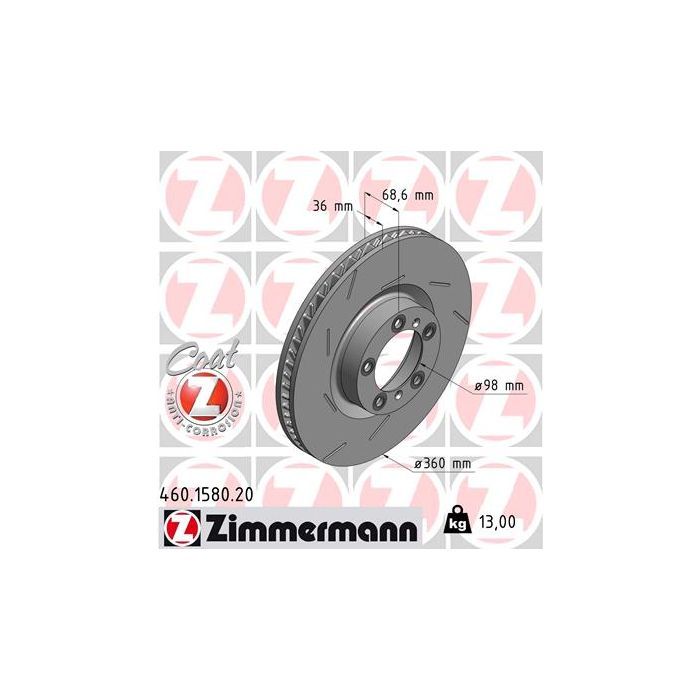 Тормозной диск ZIMMERMANN 460.1580.20 Фото
