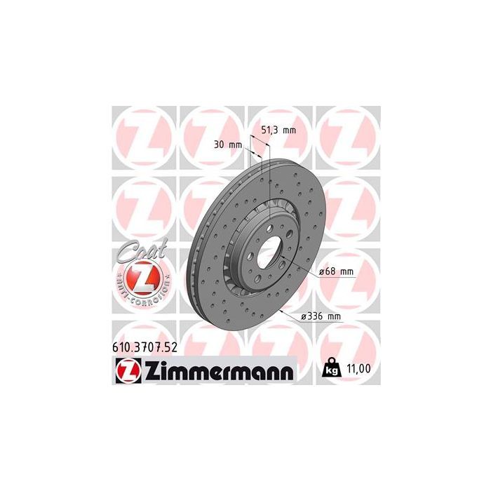 Тормозной диск ZIMMERMANN 610.3707.52 Фото