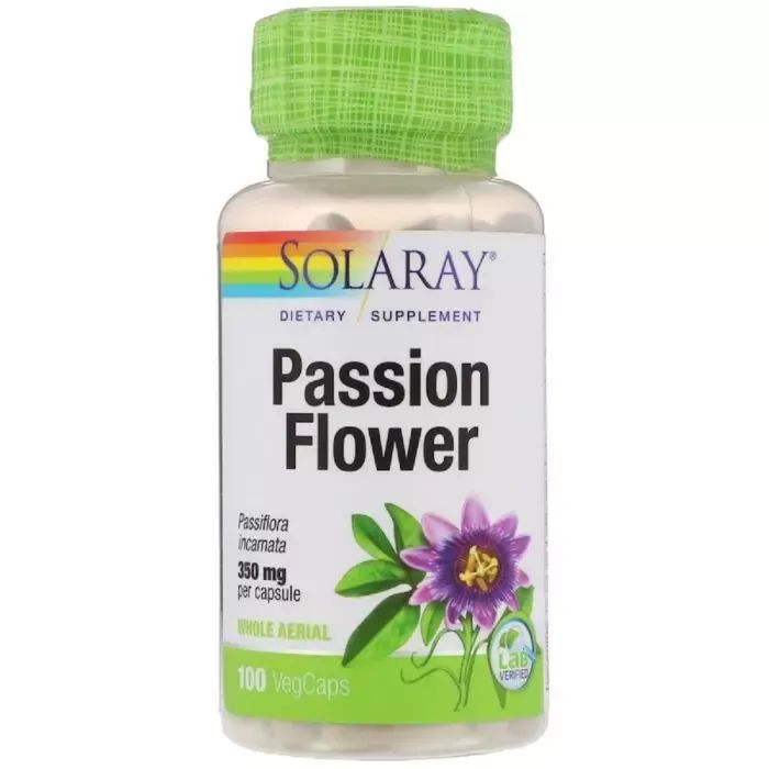 Травы Solaray Пассифлора, Passion Flower, 100 капсул Фото