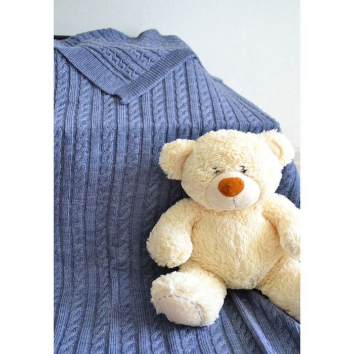 Плед Прованс Soft косы Синий меланж 220х240 см Фото