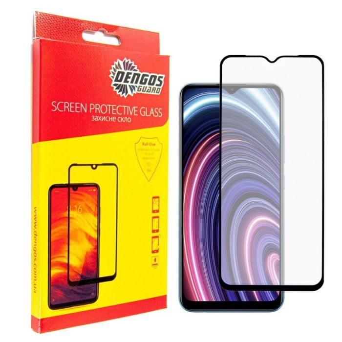 Стекло защитное Dengos Full Glue Realme C21y (black) Фото