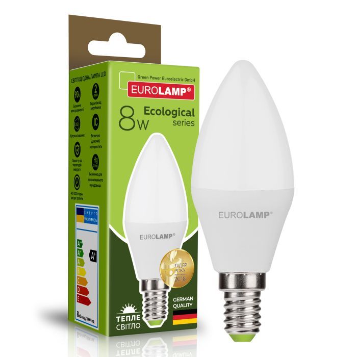Лампочка Eurolamp LED CL 8W E14 3000K 220V Фото