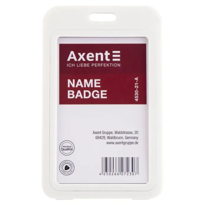 Бейдж Axent вертикальный, PP, 50х85мм, белый Фото