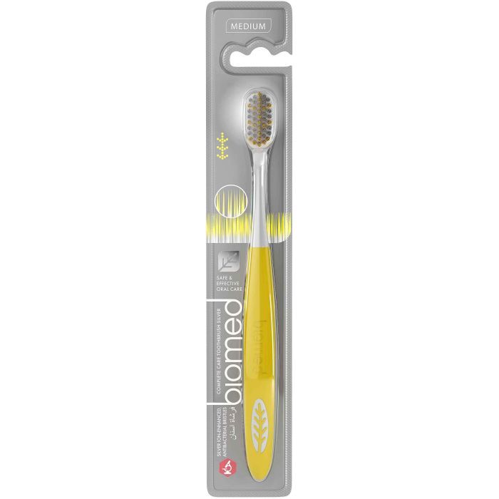 Зубная щетка BioMed Silver Medium желтая Фото