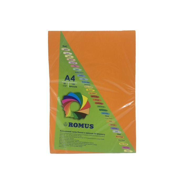 Бумага Romus A4 80 г/м2 100sh Tangerine Фото