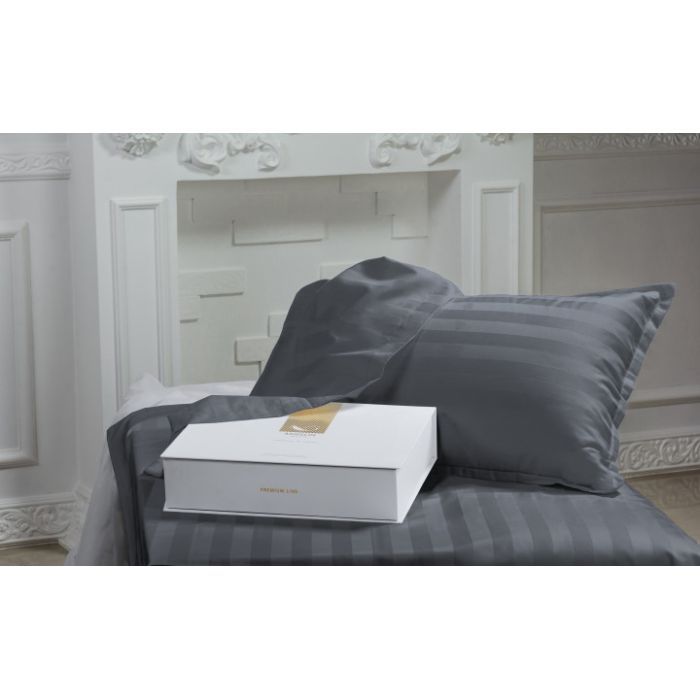 Постельное белье MirSon Сатин Premium Жаккард Graphite 110х140 Фото