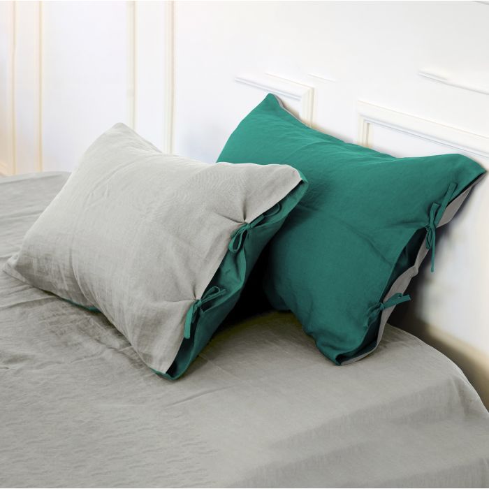 Наволочка MirSon Лен Natural Linen 40х40 Green meadow Фото