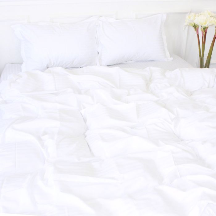 Постельное белье MirSon Satin Stripe 30-0001 White 175х210 двоспальный Фото