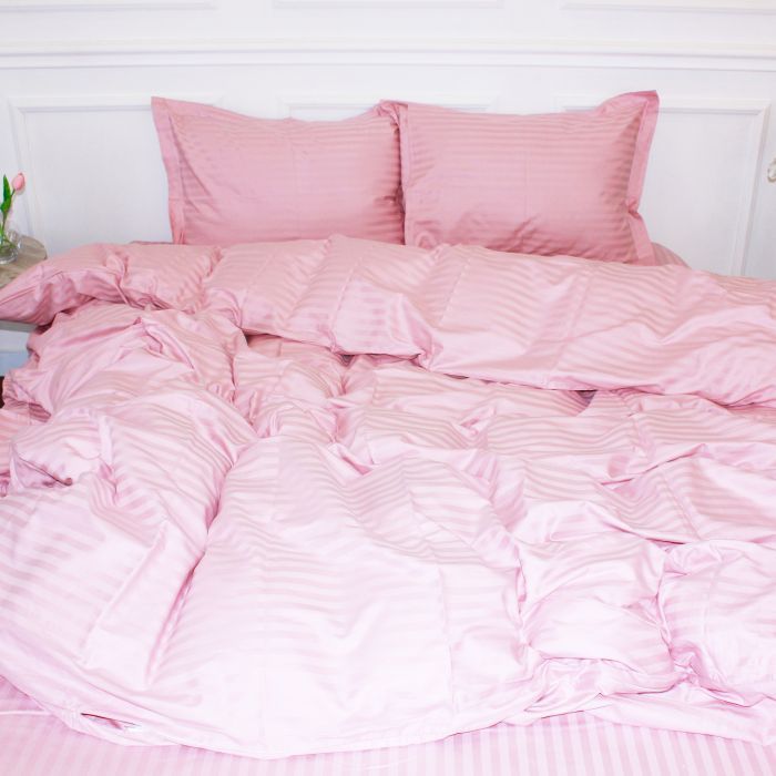 Постельное белье MirSon Satin Stripe 30-0007 Pink 2х143х210 сімейний Фото