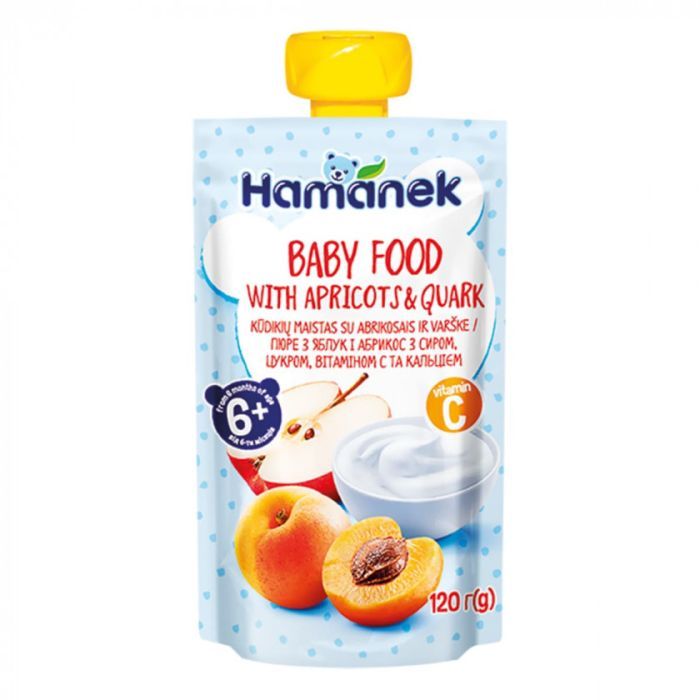 Детское пюре Hamanek Яблоко Абрикос Сыр, 120 г Фото