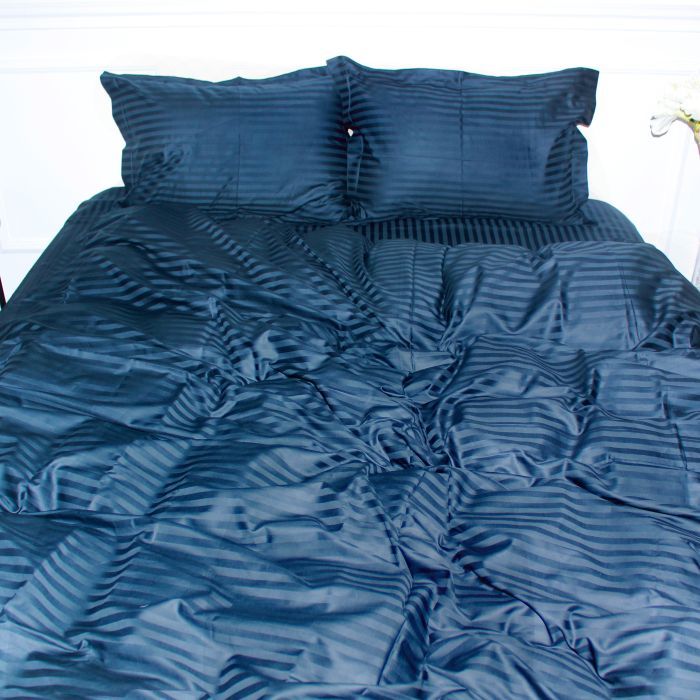 Постельное белье MirSon SatinStripe 30-0021DarkBlue 175х210 Двуспальный Фото
