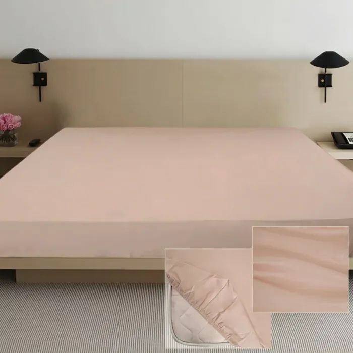 Простынь Ярослав на резинке сатин 01 бежевый 200х180х20 Фото