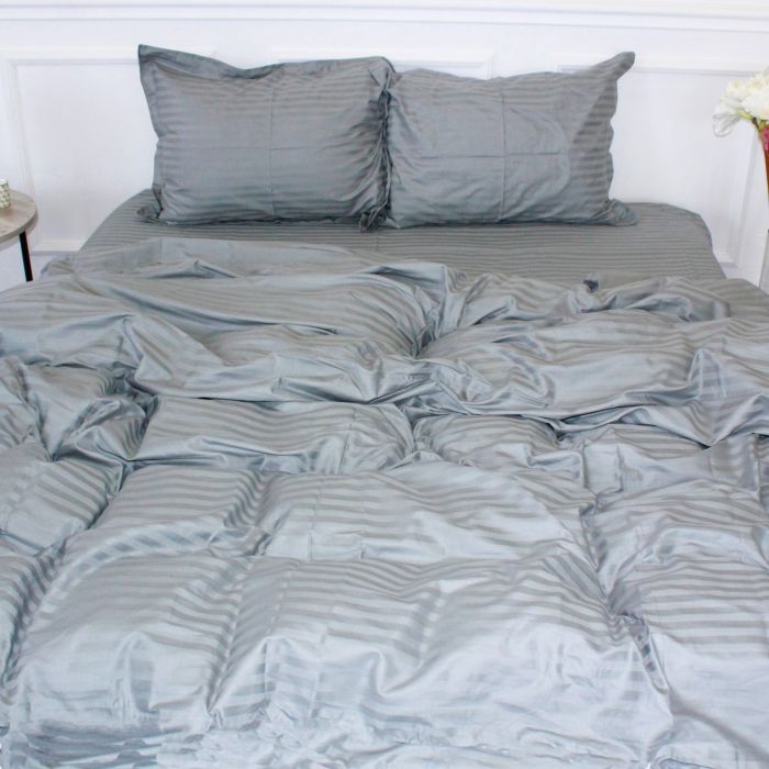 Пододеяльник MirSon Satin Stripe 30-0010 Light Gray 110х140 см Фото