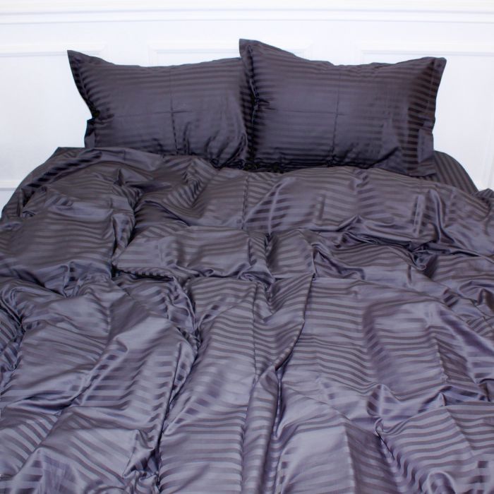 Пододеяльник MirSon Satin Stripe 30-0012 Dark Gray 200х220 см Фото