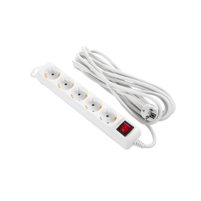 Сетевой удлинитель 2E 5XSchuko з вимикачем,5м, white Фото