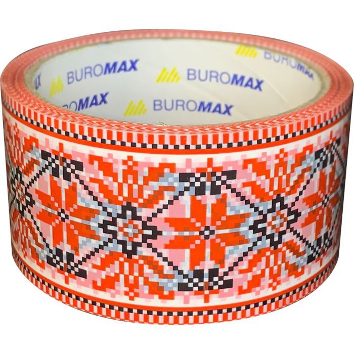 Скотч Buromax Вишиванка 48 мм х 35 м Червона Фото