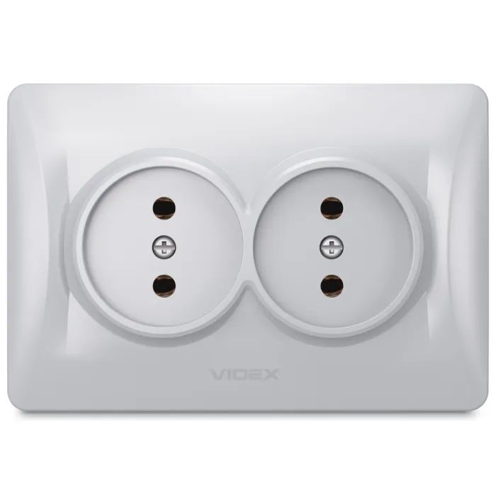 Розетка Videx BINERA 2ая серебр Фото