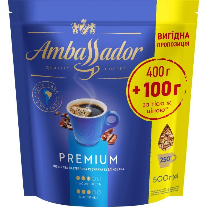 Кофе Ambassador Premium растворимый 500 г Фото