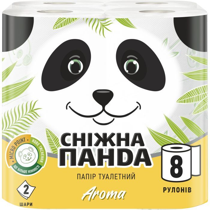 Туалетная бумага Сніжна Панда Aroma 2 шари 8 рулонів Фото