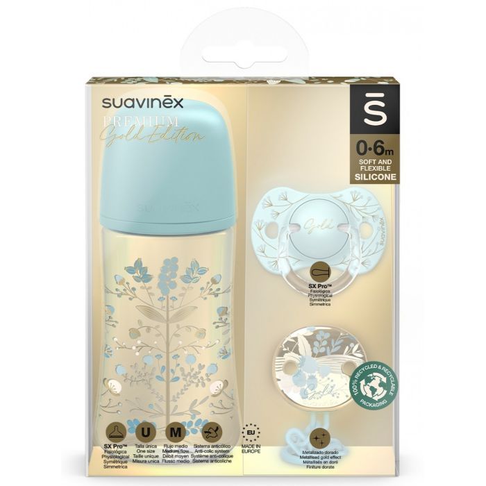 Набор для кормления новорожденных Suavinex Gold Edition, блакитний Фото