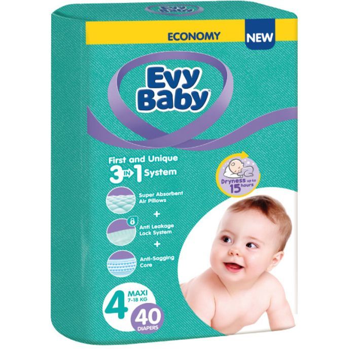 Подгузники Evy Baby Maxi Twin 7-18 кг 40 шт Фото