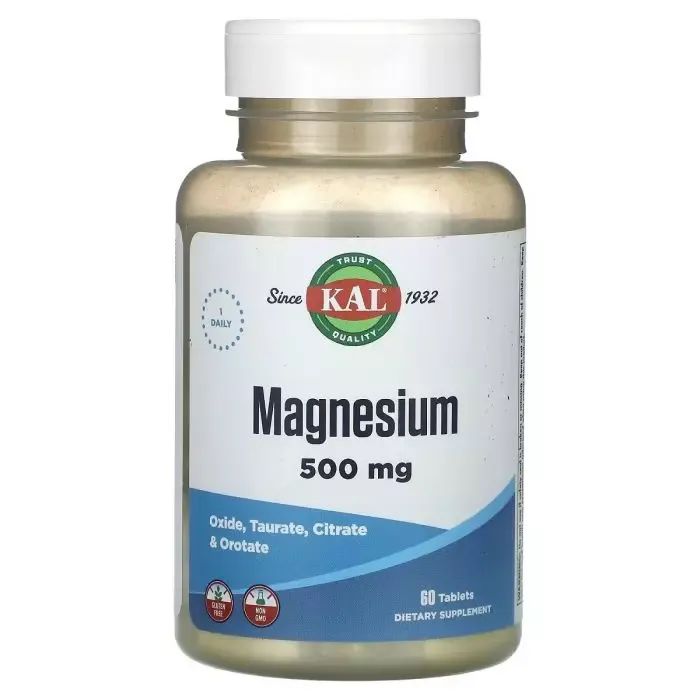 Минералы KAL Магній, 500 мг, Magnesium, 60 таблеток Фото