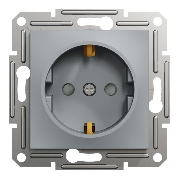 Розетка Schneider Electric ASFORA со штор. сталь Фото